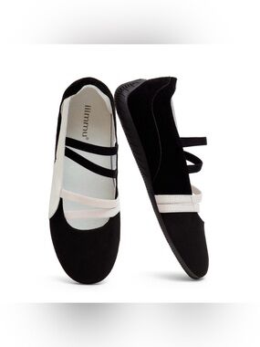 Black & White Ballet Flats with Elastic Straps women’s 10 comfortable maryjanes
